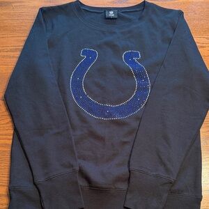 NFL team apparel Black Crewneck Sweatshirt with Blue Horseshoe size large #183